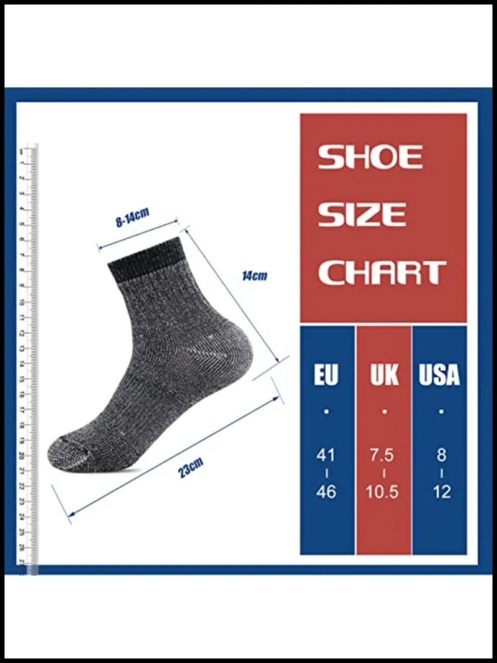 Men's Merino Wool Hiking Socks Thermal Crew Winter Trekking Cycling 4 Pack